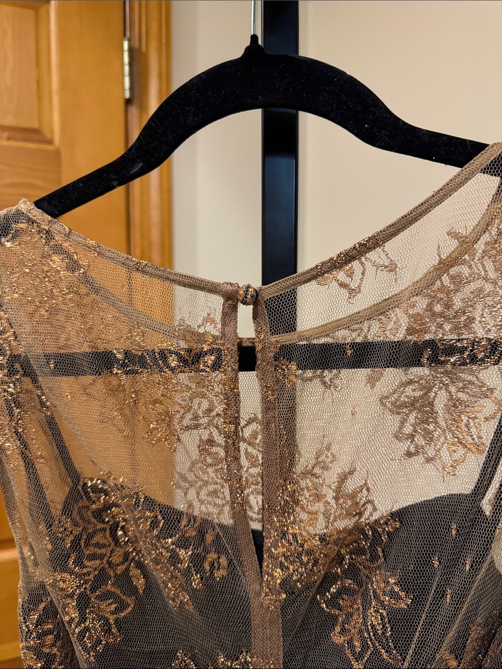 Moulinette Soeurs Black and Gold Lace Midi Dress - Picture 3 of 11